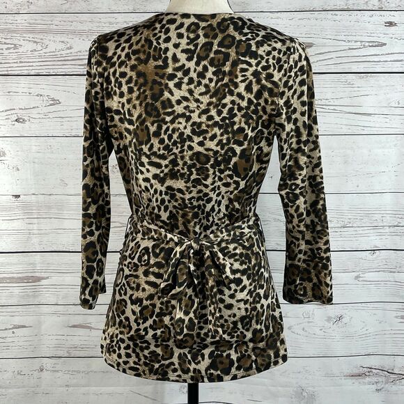 INC International Concepts Medium Ruched 3/4 Sleeve Stretch Belted Surplice Neck - Picture 4 of 8